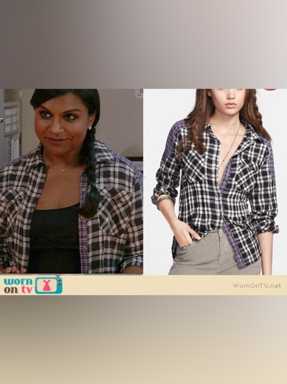 Free People Blue & Black Catch Up With Me Plaid Button Down Long Sleeve Shirt